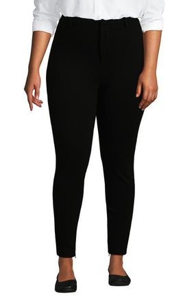 Lands End High Rise Ponte Polished Leggings in Black at Nordstrom, Size 26W