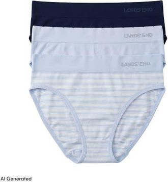 Lands End Mid Rise Bikini Brief Soft Fit Seamless 3 Pack Panties in Sky Stripe Pk at Nordstrom, Size X-Large