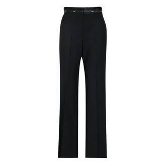 Msgm Broeken - Dames - Straight fit broeken - Zwart - L - Wol - Broeken