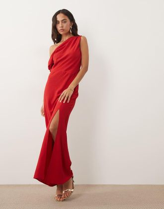 Asos Vestito lungo rosso con spalle scoperte