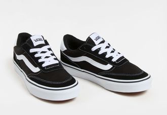 Vans Sneaker VANS Brooklyn LS, Damen, Gr. 36,5, schwarz-weiss (bzw, suede, canvas schwarz, wei&szlig;), Leder, Schuhe Sneaker