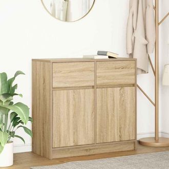 Berkfield Home Sideboard with Drawer Sonoma Oak 80x34x76 cm Engineered Wood in Brown | Size: 80 x 34 x 76 cm