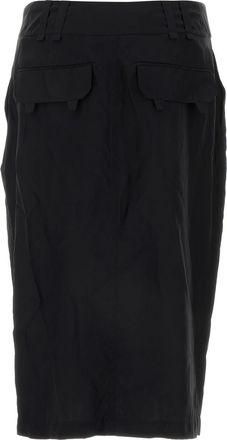スカート Saint Laurent Black Crepe Skirt Silk crêpe de chine pencil skirt in black - Saint Laurent