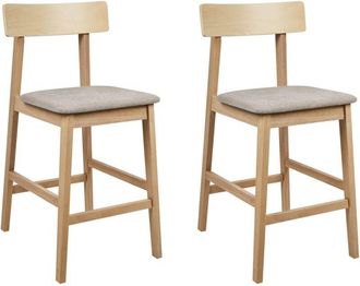 Beliani Beliani - Conjunto 2 Sillas Bar Asiento Tapizado Gris Pardo Madera Clara Isanti