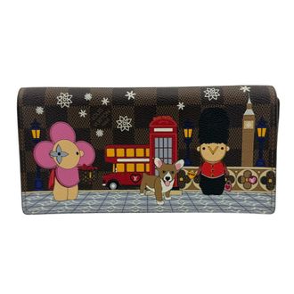 Louis Vuitton Brown Leather Long Wallet (Bi-Fold) (Pre-Owned)