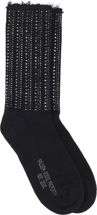 Golden Goose Black Frayed Crystal Cotton Blend Socks