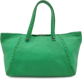 Bottega Veneta Green Leather Handbag Tote Bag (Pre-Owned)