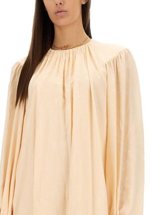 Chlo&eacute; Silk Shirred Dress - Pink