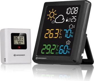 Bresser MeteoCast Pico - Stazione meteorologica a colori - Sensore esterno termoigro-esterno, memoria di valore max/min, ora controllata dcf, funzione