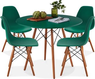 Best Choice Products 5-Piece Compact Mid-Century Modern Dining Set w/ 4 Chairs, Wooden Legs