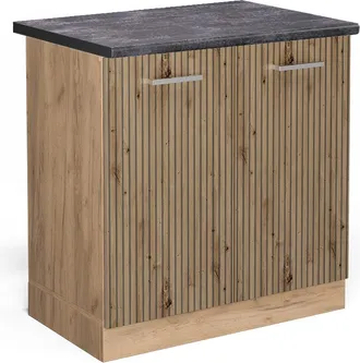 Vicco Armario Bajo Para Fregadero R-line, Roble Artesanal, 80 Cm, Et Antracita Vicco