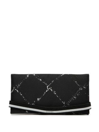 Chanel 1997-1999 Old Travel Line Nylon Bifold Wallet long wallets - Black