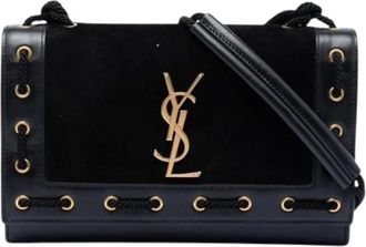 Saint Laurent Pre-owned Handbags, female, Black, Size: ONE SIZE Pre-owned Suede Crossbody Bag