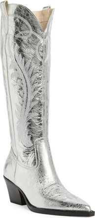 Dolce Vita Ryatt Clip Toe Western Boot in Silver Distressed Leather at Nordstrom Rack, Size 7