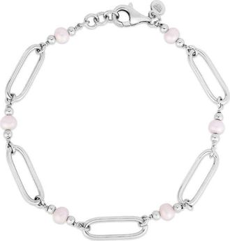 Tresorra Sterling Silver Pearl Paperclip Bracelet