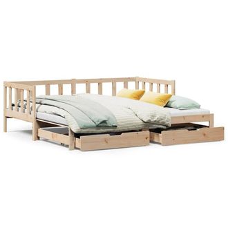 Berkfield Home Daybed with Trundle & Drawers without Mattress 80x200 cm in Light Tan