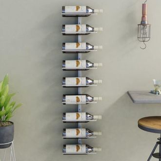 vidaXL Wall-mounted Wine Rack for 9 Bottles White Iron vidaXL