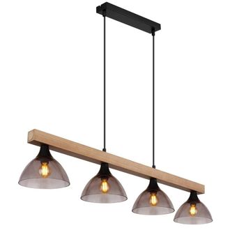 Netlighting Lindi Bar Pendant Ceiling Light Matt Black Smoke Glass Shade 4x E14