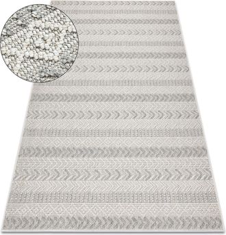 RugsX Rugsx - Alfombra Jersey 19243 Gris - Espina De Pescado, Estructural, Lazo Boho Beige 120x170 Cm