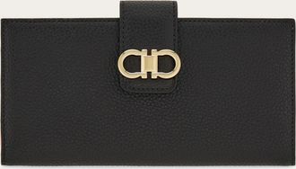 Ferragamo Women Double Gancini Continental wallet Black
