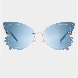 Betsey Johnson Blue Butterfly Ladies Sunglasses 10266354.CGR GLDBLU