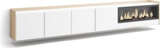 Skraut Home Skraut Home - Mueble Tv, Televisi&oacute;n, Muebles De Sal&oacute;n, Almacenaje, 315x35x50cm, Para Tv Hasta 80, Chimenea El&eacute;ctrica Xxl, Colgado, Suspendido, Estilo 
