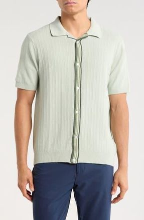 Robert Barakett Beaufort Short Sleeve Knit Cardigan in Aqua Green at Nordstrom Rack, Size Xx-Large
