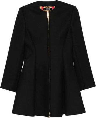 Versace Zwarte Uitlopende Jas - Dames - Mantel - Zwart - S - Leer - Jassen