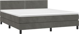 vidaXL Vidaxl - Cama Box Spring Colch&oacute;n Y Led Terciopelo Gris Oscuro 180x200 Cm