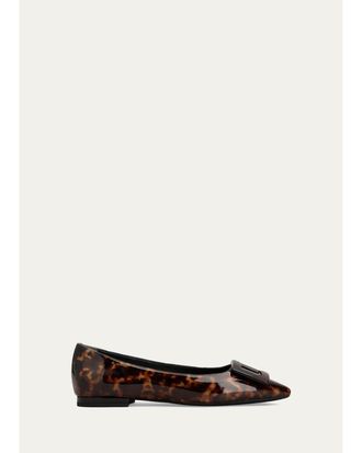 Roger Vivier Gommettine Turtle Printed Leather Ballerina Flats