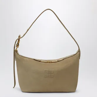 Miu Miu Suede leather bowling bag in ecru
