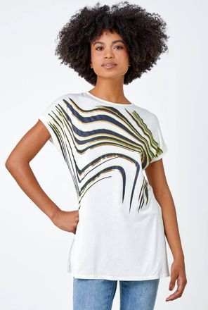 Roman Abstract Foil Print Tunic T-Shirt