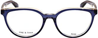 Rag & Bone Ladies Blue Rectangular Eyeglass Frames RNB3029