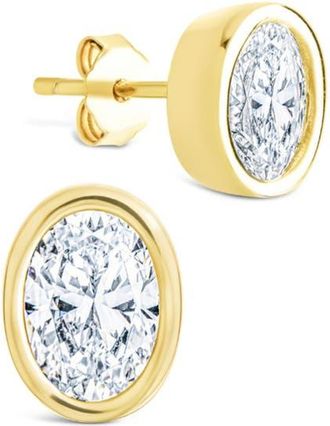 Sterling Forever Oval Cut Cubic Zirconia Stud Earrings in Gold at Nordstrom