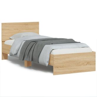 vidaXL Estructura De Cama Cabecero Luces Led Roble Sonoma 75x190 Cm Vidaxl