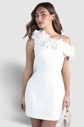 Coast Corsage Off Shoulder Mini Dress in Ivory at Nordstrom, Size 10