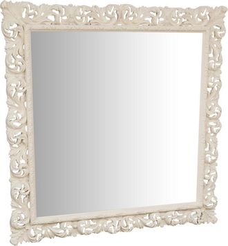 Biscottini International Espejo de pared de colgar DE MADERA CON ACABADO BLANCO ANTIGUO HECHO EN ITALIA