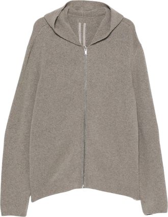 Rick Owens Textured Knit Zipped Hoodie With Ribbed Details