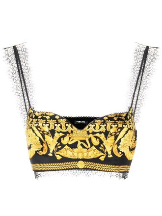 Versace Top met barokprint - Zwart