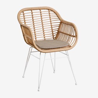 Sklum Pack De 4 Sillas De Comedor En Mimbre Sint&eacute;tico Zole Sklum