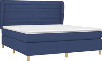 vidaXL Cama Box Spring Con Colch&oacute;n Tela Azul 180x200 Cm Vidaxl