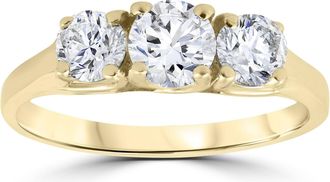 Pompeii3 1ct Three Stone Diamond Engagement Womens Anniversary Ring 14k Yellow Gold Size Selectable