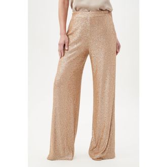 Trina Turk Atarashii Wide Leg Sequin Pant in Gold at Nordstrom, Size X-Small