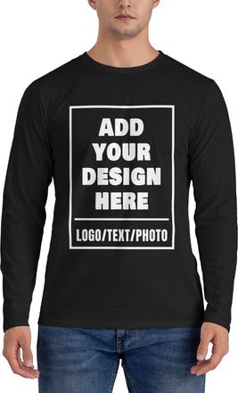 Generic Custom Tops Long Sleeved T Shirt Personalised T-Shirt Design Your Add Text Logo Photo Shirt Men Add Your Image Tops Shirt for Gifts