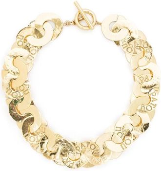 Patou logo-engraved coin necklace - women - Brass - One Size - Gold