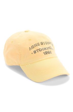 Acne Studios Cuddy Distressed Sun Kissed Ball Cap in Light Yellow at Nordstrom