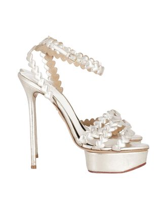 Charlotte Olympia Pre-owned Womens I Heart You Metallic Platform Sandals in Gold Leather - Size EU 38