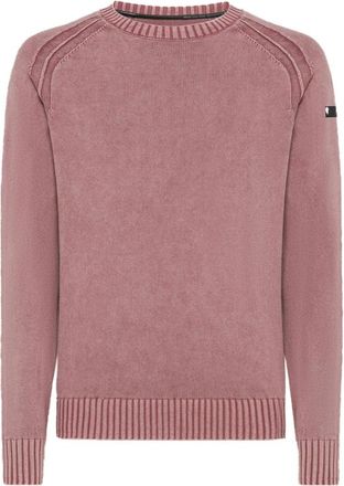 Roberto Ricci Design Cotton Techno Wash Ronde Gebreide Trui - Heren - Ronde hals truien - Roze - S - Katoen - Truien & Vesten