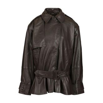 Rotate Leren Bikerjack - Dames - Leren en Su&egrave;de Jassen - Bruin - 3XS - Leer - Jassen