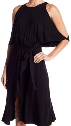 Elan Cold Shoulder Midi Dress In Black